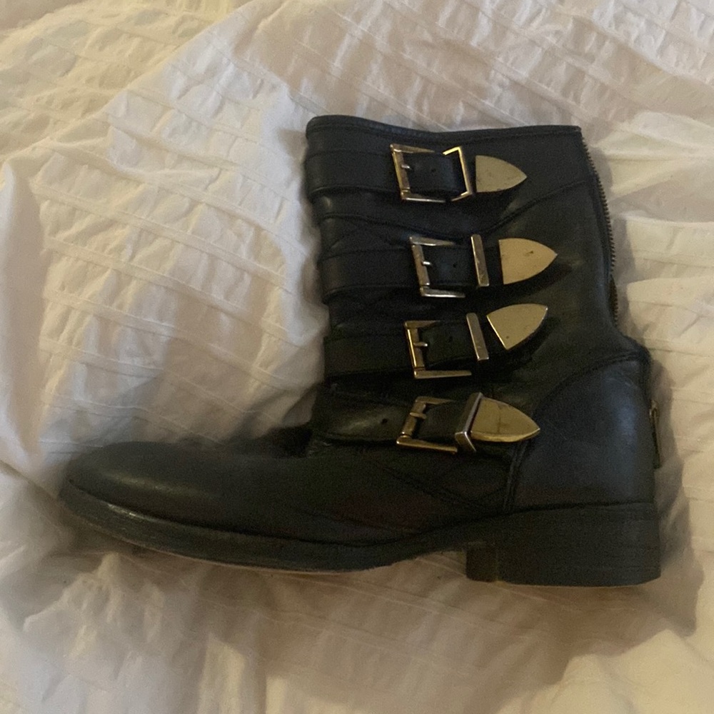 Black leather boots